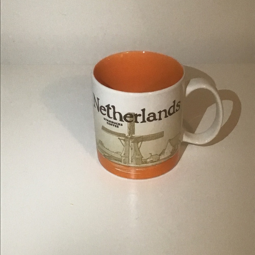 Starbucks Global Icons Netherlands City Mug 16oz Orange Windmill Tulips 2017